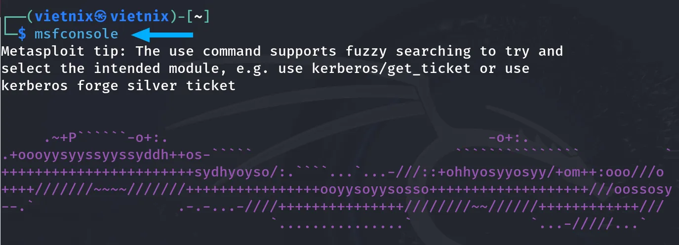 Cách cài đặt metasploit trên Kali Linux từng bước chi tiết và cơ bản nhất 33 Mở Metasploit Framework