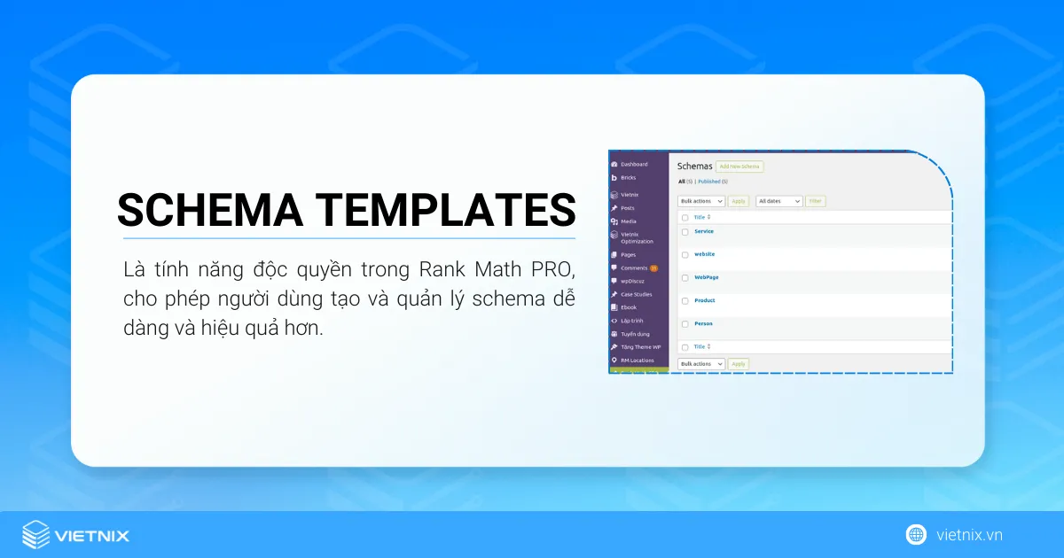 Schema Template là tính năng độc quyền trong Rank Math PRO