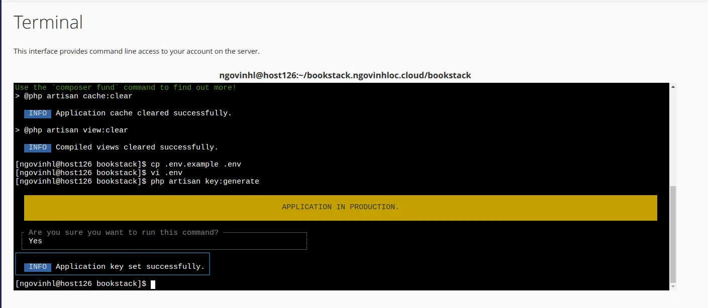 Hướng dẫn cài đặt BookStack trên cPanel nhanh chóng 33 Hoàn tất quá trình cài đặt BookStack trên cPanel