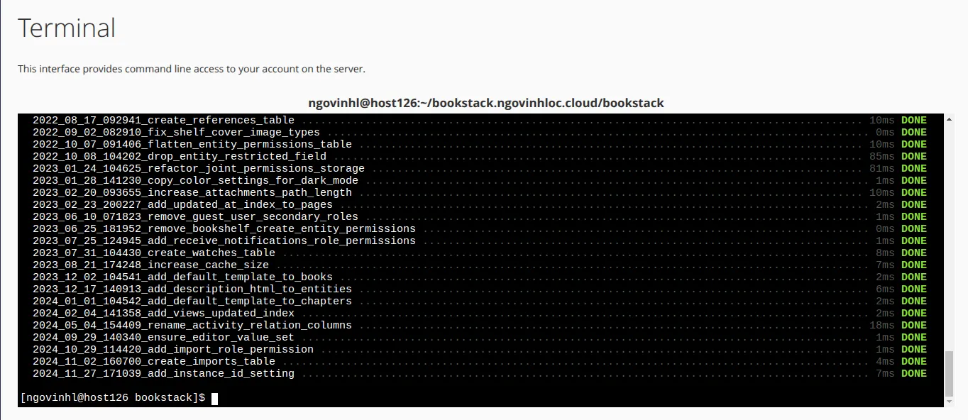 Hướng dẫn cài đặt BookStack trên cPanel nhanh chóng 34 Kết nối database