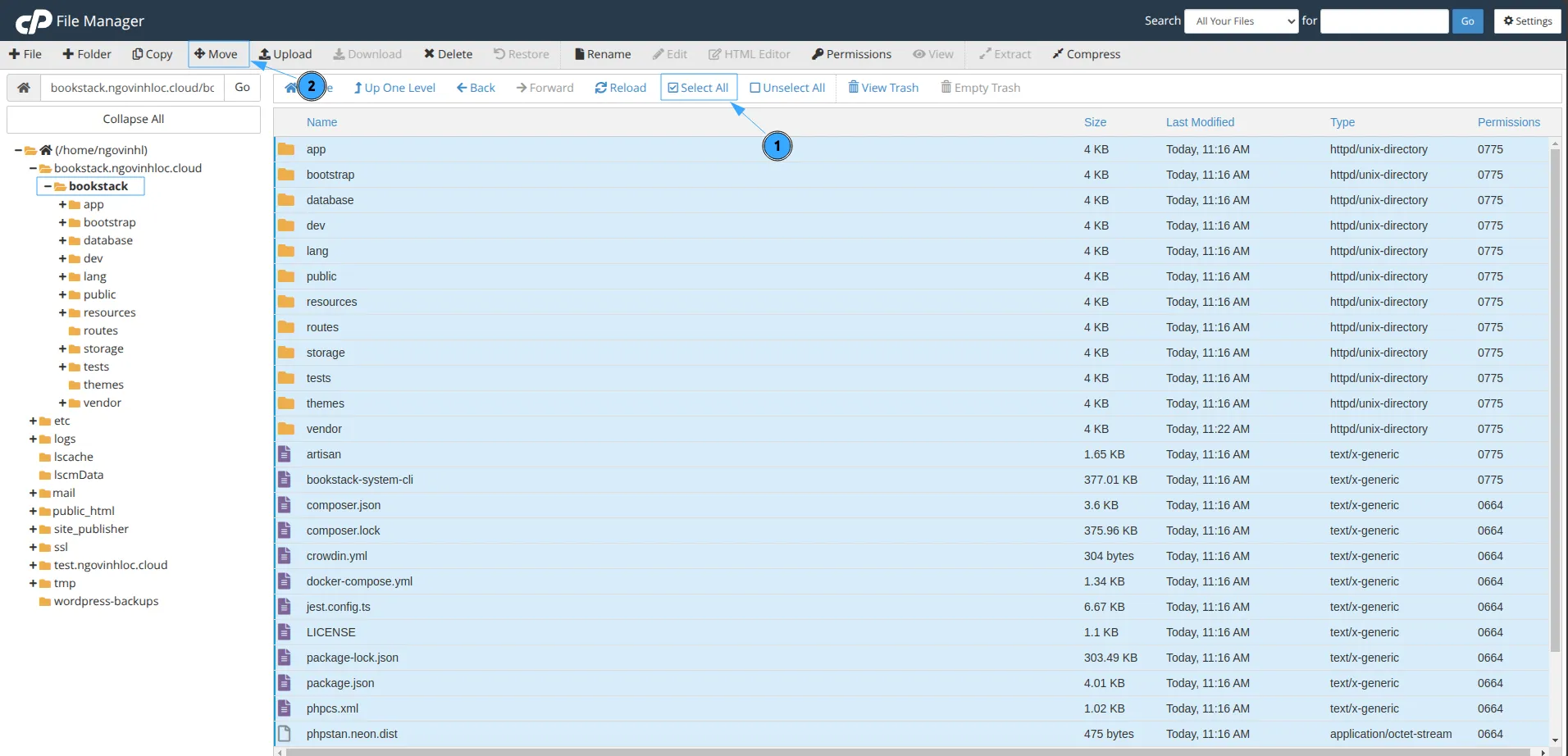 Hướng dẫn cài đặt BookStack trên cPanel nhanh chóng 35 Truy cập vào File Manager