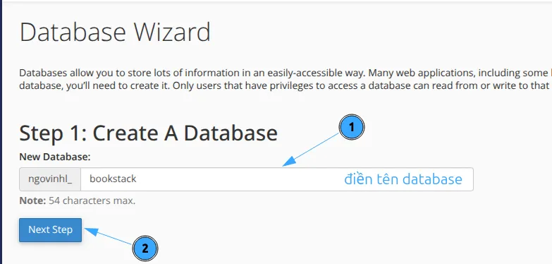 Hướng dẫn cài đặt BookStack trên cPanel nhanh chóng 26 Tạo database
