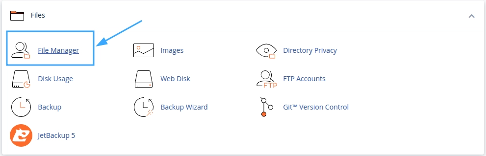 Hướng dẫn chi tiết cách sử dụng File Manager trong cPanel 29 Truy cập vào File Manager trong cPanel trong mục Files