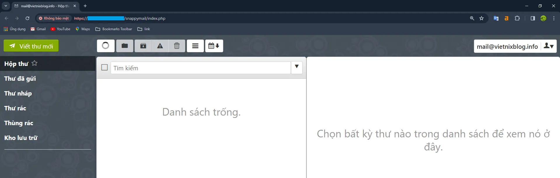 Cách tạo và sử dụng email trên CyberPanel 20 Giao diện sử dụng SnappyMail