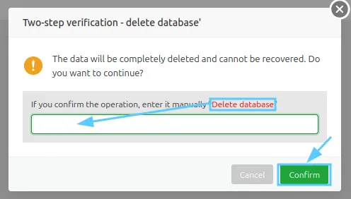 Hướng dẫn nâng cấp Service trên aaPanel 35 Xác nhân xoá database