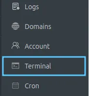 2 cách đổi thông tin quản trị aaPanel 10 Chọn Terminal