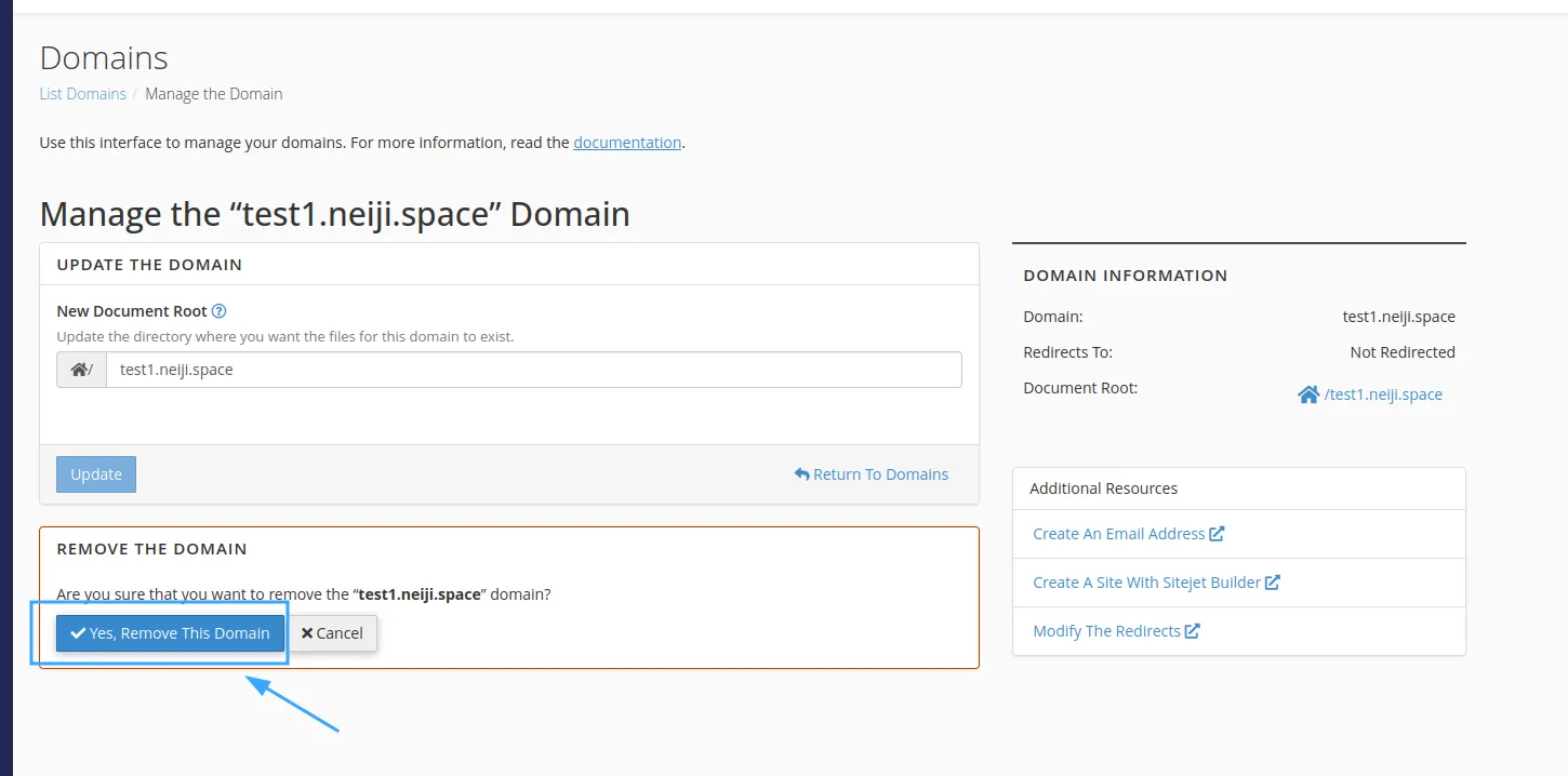 Cách xóa subdomain trên cPanel: Hướng dẫn chi tiết và dễ thực hiện 18 Xác nhận xoá subdomain trên cPanel
