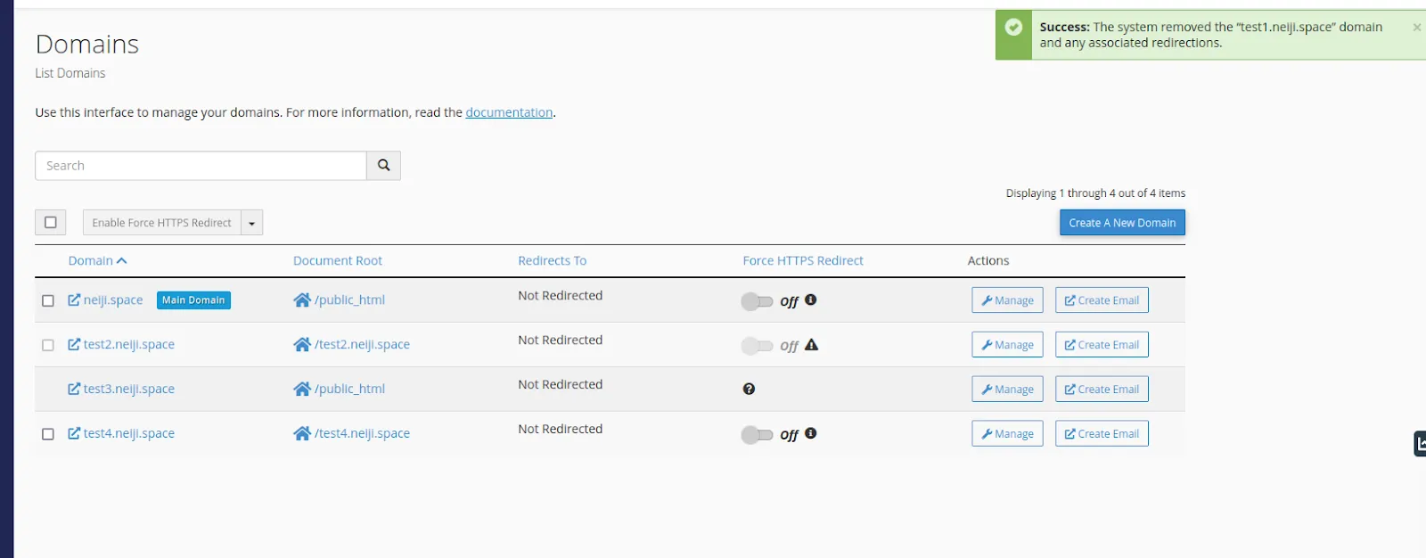 Cách xóa subdomain trên cPanel: Hướng dẫn chi tiết và dễ thực hiện 19 Kiểm tra danh sách subdomain sau khi xoá