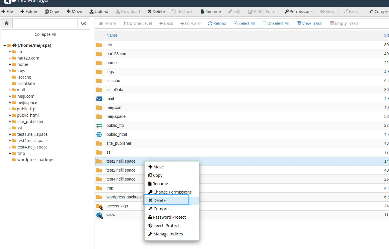 Cách xóa subdomain trên cPanel: Hướng dẫn chi tiết và dễ thực hiện 20 Xóa thư mục document root của subdomain