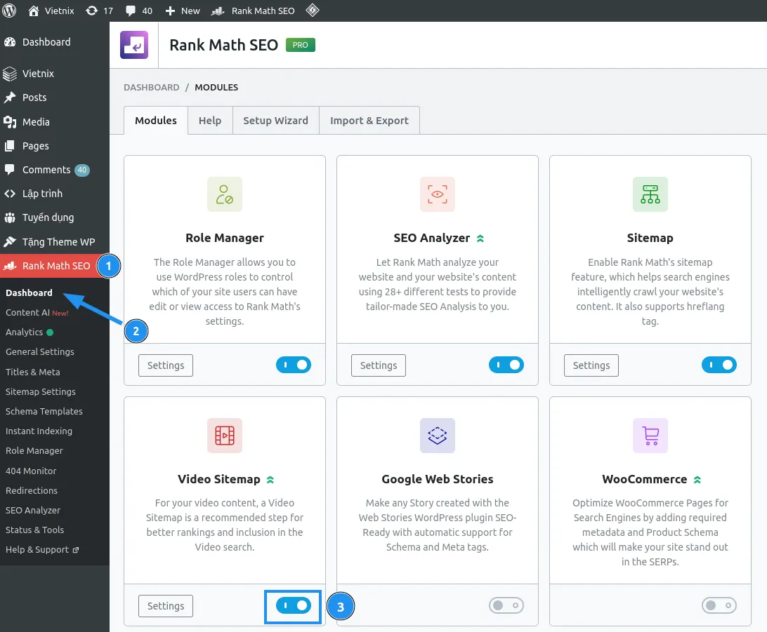 Hướng dẫn sử dụng Video Sitemap trong Rank Math SEO chi tiết 18 Cách bật Video Sitemap trong Rank Math