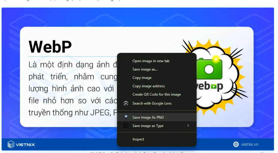 WebP là gì? Cách sử dụng định dạng ảnh giúp tăng tốc website 50 Dùng tiện ích Save Image as PNG
