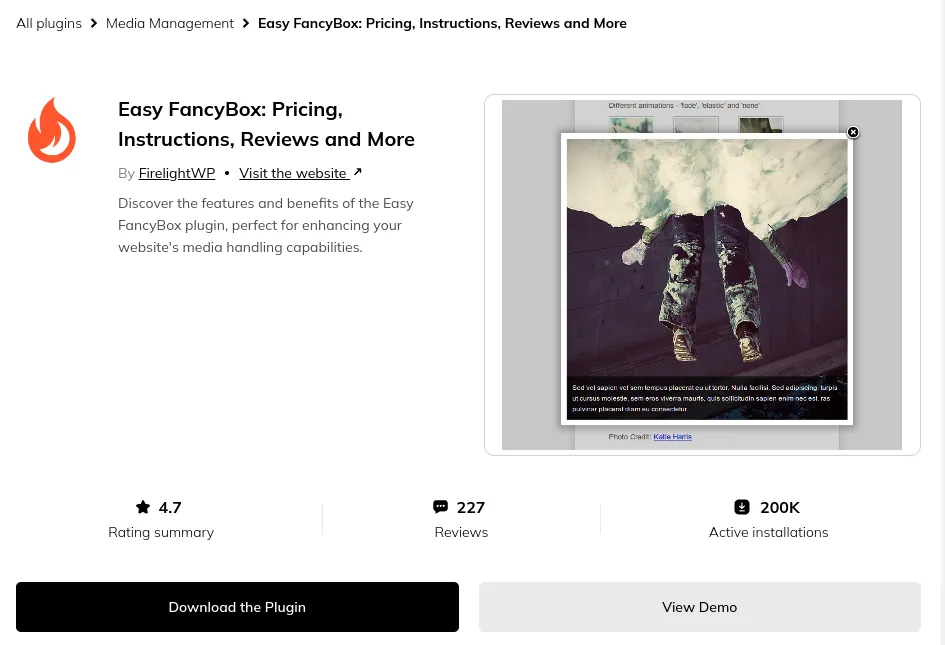 Easy FancyBox – Plugin Lightbox dễ sử dụng và tính năng nổi bật