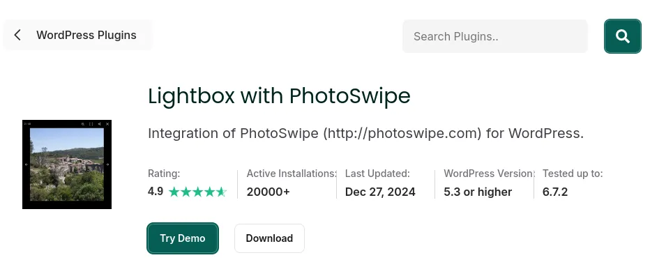 Lightbox with PhotoSwipe – Plugin kết hợp PhotoSwipe với Lightbox