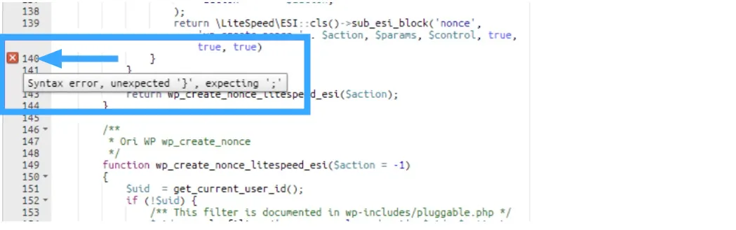 Cách sửa lỗi Parse Error: "Syntax Error, Unexpected" trong WordPress 39 Tìm đến dòng được chỉ định trong thông báo lỗi