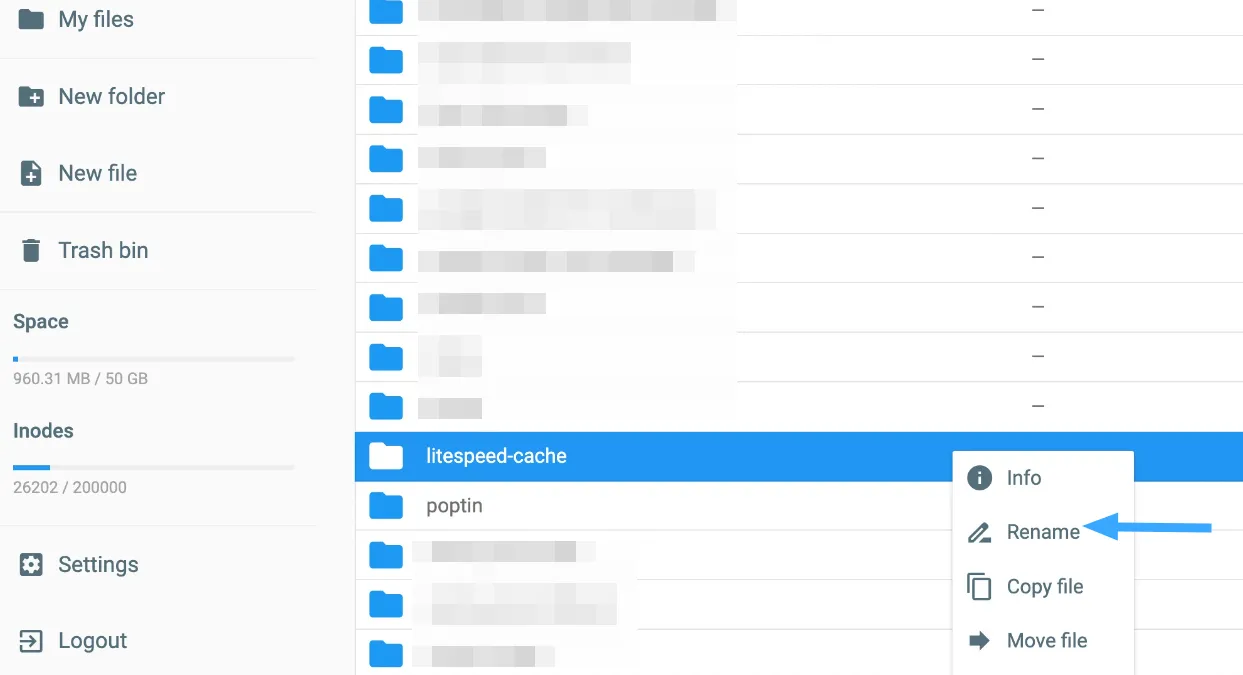 Cách sửa lỗi Parse Error: "Syntax Error, Unexpected" trong WordPress 45 Chọn Rename (Đổi tên)