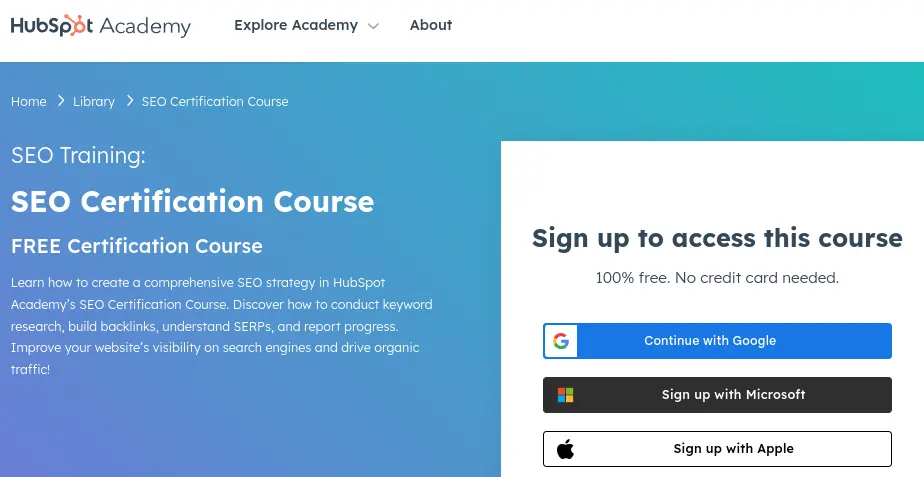 SEO Certification Course – HubSpot Academy