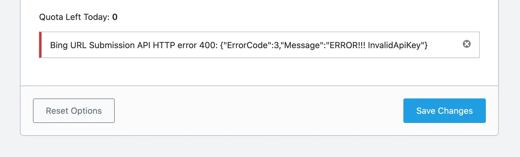 Cách sửa lỗi Failed to Submit Post to the Bing URL Submission API Error chi tiết 32 Khóa API không hợp lệ