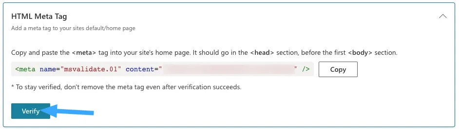 Cách sửa lỗi Failed to Submit Post to the Bing URL Submission API Error chi tiết 29 Xác minh website trong Bing Webmaster Tools