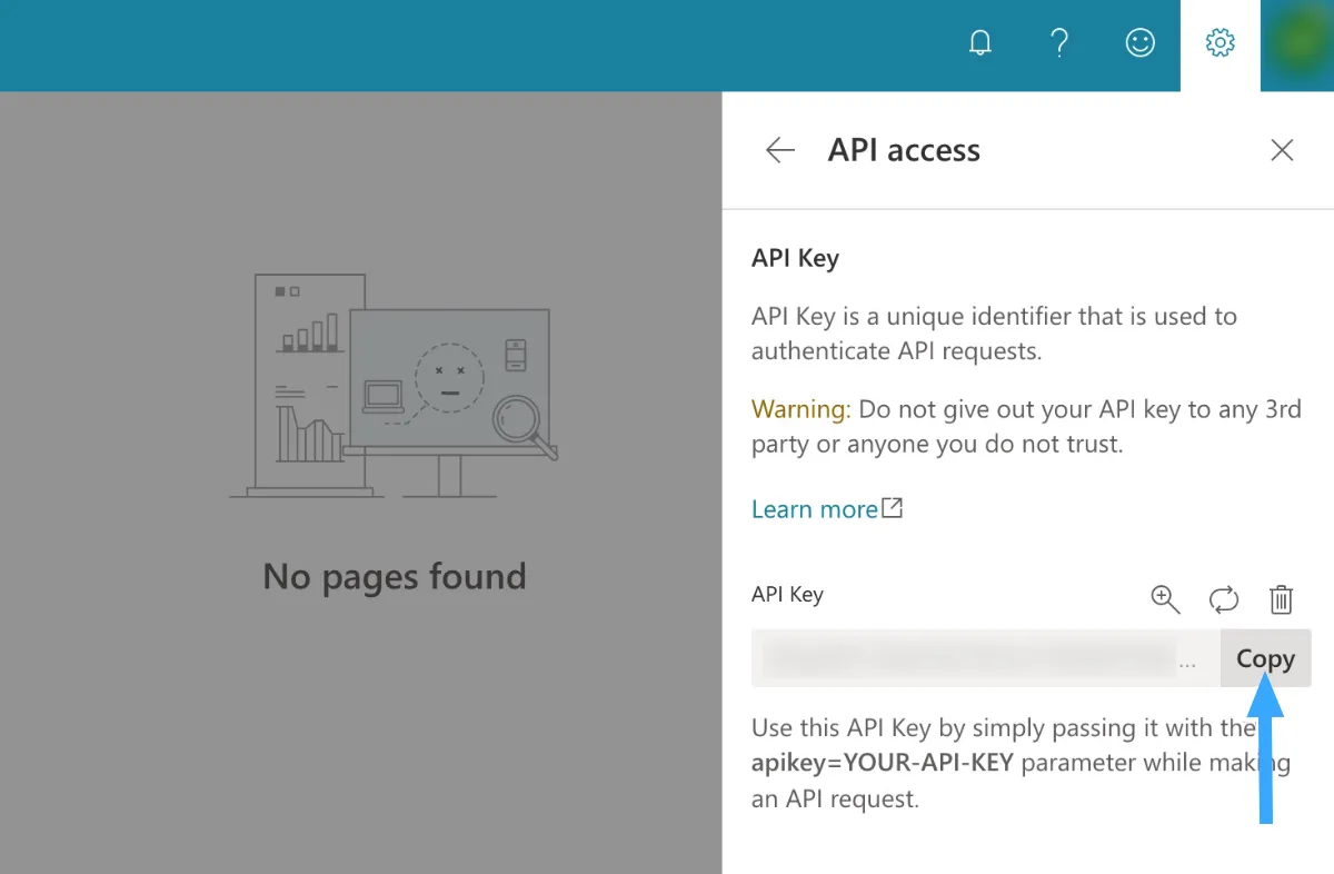 Cách sửa lỗi Failed to Submit Post to the Bing URL Submission API Error chi tiết 30 Sao chép khóa API Bing