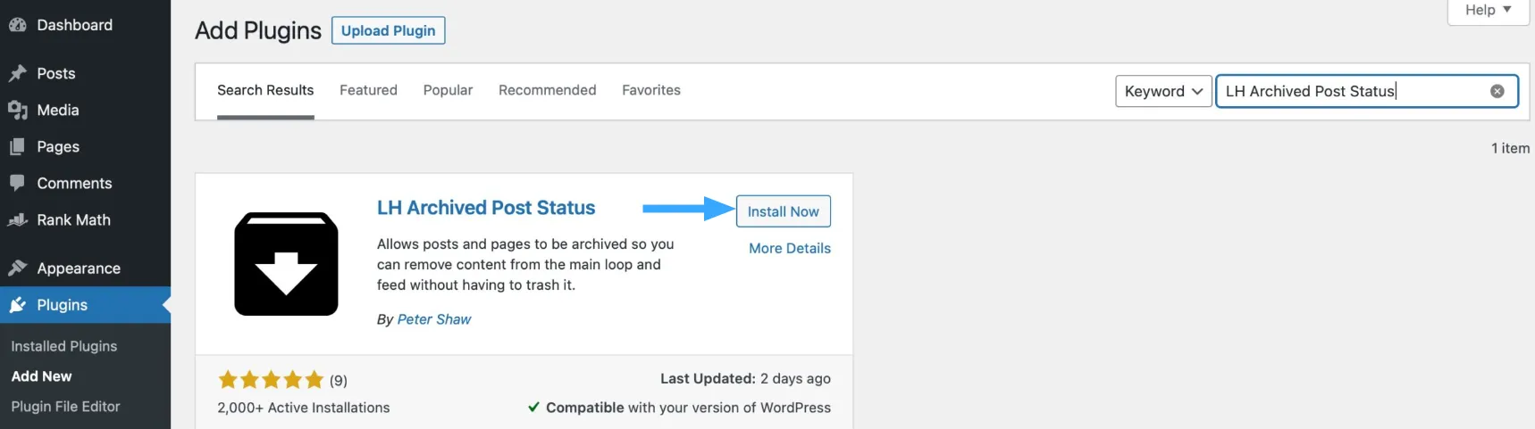Cách lưu trữ bài viết WordPress nhanh chóng nhất 17 Cài đặt plugin LH Archived Post Status