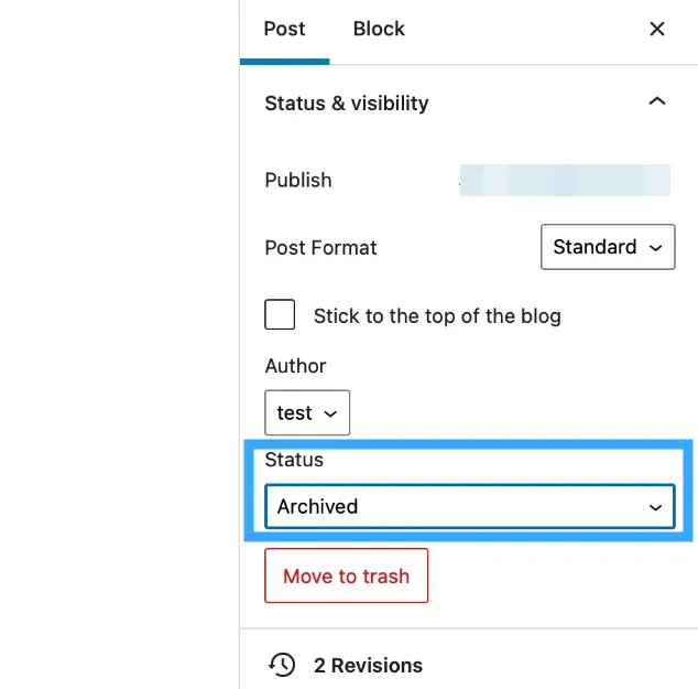 Cách lưu trữ bài viết WordPress nhanh chóng nhất 18 Chọn trạng thái Archived