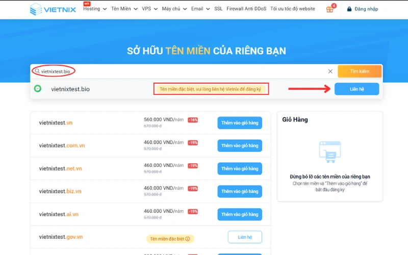 Lựa chọn tên miền muốn đăng ký Lựa chọn tên miền muốn đăng ký