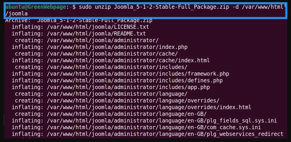Cách cài đặt Joomla trên Ubuntu 22.04: Hướng dẫn chi tiết từ A đến Z cho người mới bắt đầu 25 Bước 2 – Giải nén File Joomla vào folder gốc