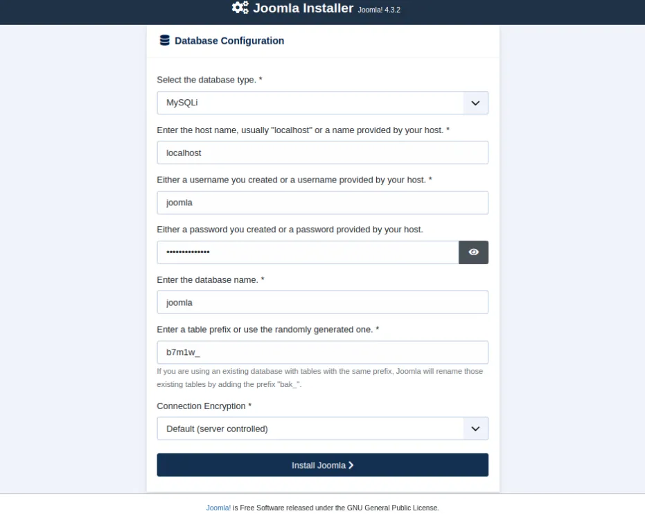 Cách cài đặt Joomla trên Ubuntu 22.04: Hướng dẫn chi tiết từ A đến Z cho người mới bắt đầu 38 Cấu hình cơ sở dữ liệu