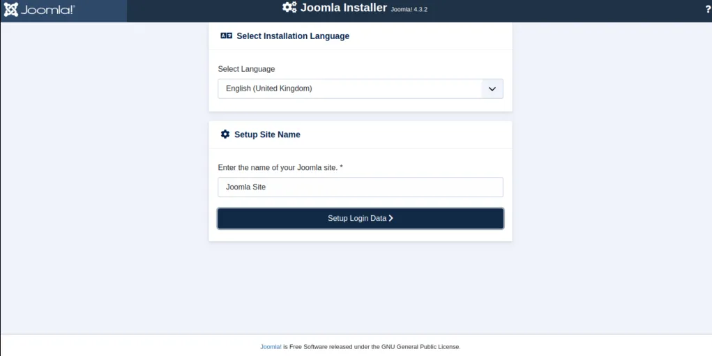 Cách cài đặt Joomla trên Ubuntu 22.04: Hướng dẫn chi tiết từ A đến Z cho người mới bắt đầu 36 Chọn ngôn ngữ: Chọn ngôn ngữ mong muốn, sau đó nhấn Setup Login Data