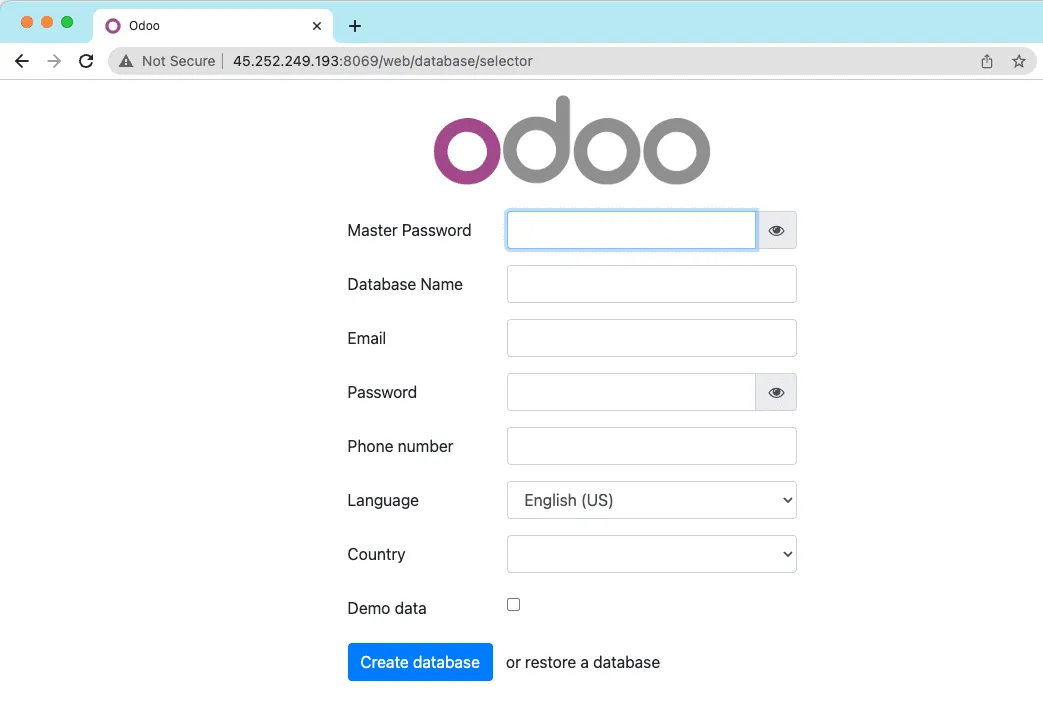 Hướng dẫn cài đặt Odoo 15 trên Ubuntu 22.04 chi tiết từ A đến Z 24 Truy cập Odoo 15