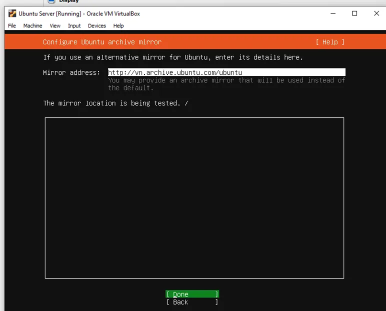 Cách cài đặt Ubuntu Server trên VirtualBox đơn giản cho người mới 37 Giữ nguyên các thiết lập mặc định và chọn "Done" - Nguồn: Internet