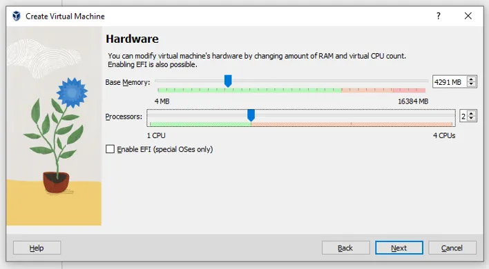 Cách cài đặt Ubuntu Server trên VirtualBox đơn giản cho người mới 31 Chọn dung lượng RAM và số lõi CPU cho máy ảo - Nguồn: Internet