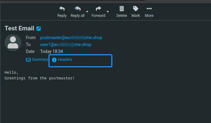 Cách cài iRedMail trên Ubuntu 24.04 đơn giản, nhanh chóng 21 Kiểm tra header email - Nguồn: Internet