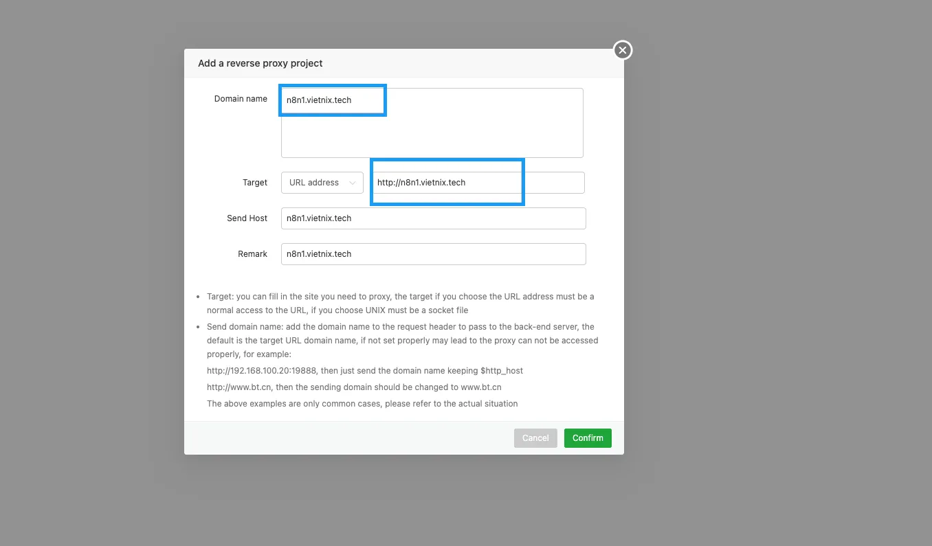 Cách cài đặt n8n trên aaPanel dễ dàng và nhanh chóng 30 Thêm Reverse proxy