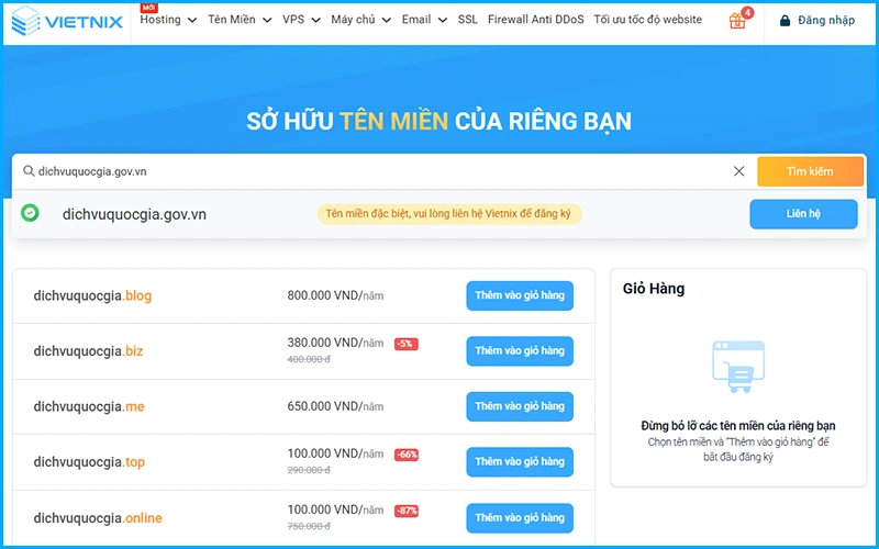 Tên miền .gov là gì? Cách đăng ký tên miền .gov.vn chi tiết 29 Tên miền .gov.vn khả dụng để đăng ký trên Vietnix