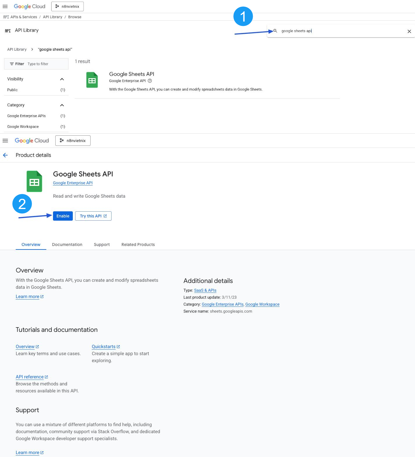 Hướng dẫn từng bước: Kết nối n8n đến Google Cloud APIs (OAuth 2.0) 26 Kich hoạt các API cần thiết
