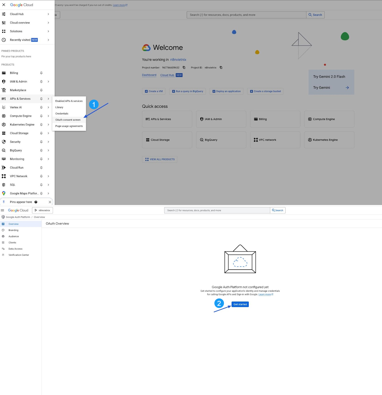 Hướng dẫn từng bước: Kết nối n8n đến Google Cloud APIs (OAuth 2.0) 28 Chọn OAuth consent screen