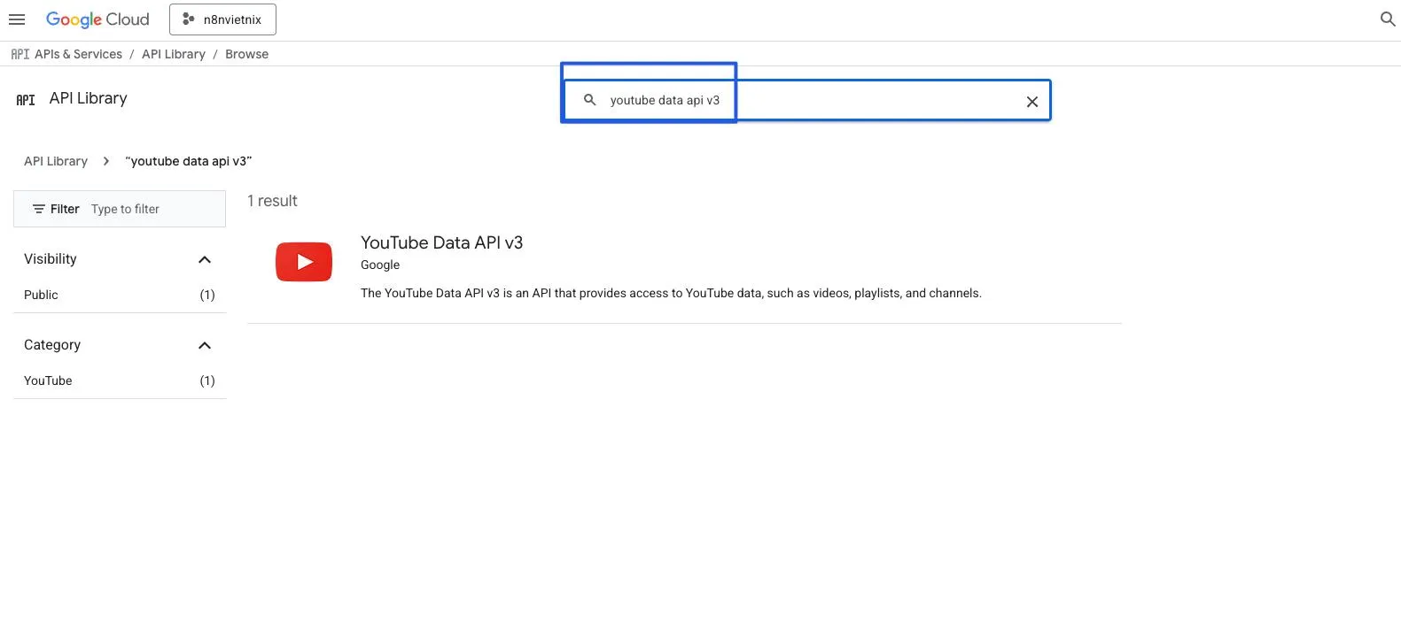 YouTube: Kết nối và tự động hóa với n8n nhanh chóng và hiệu quả 16 Kích hoạt YouTube Data API v3