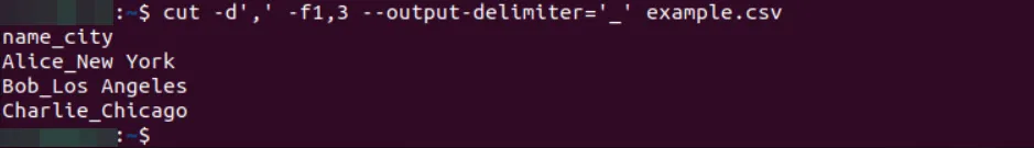 Tìm hiểu chi tiết về lệnh cut trong Linux 13 Hiển thị trường 1 và 3 của example.csv - Nguồn: Internet