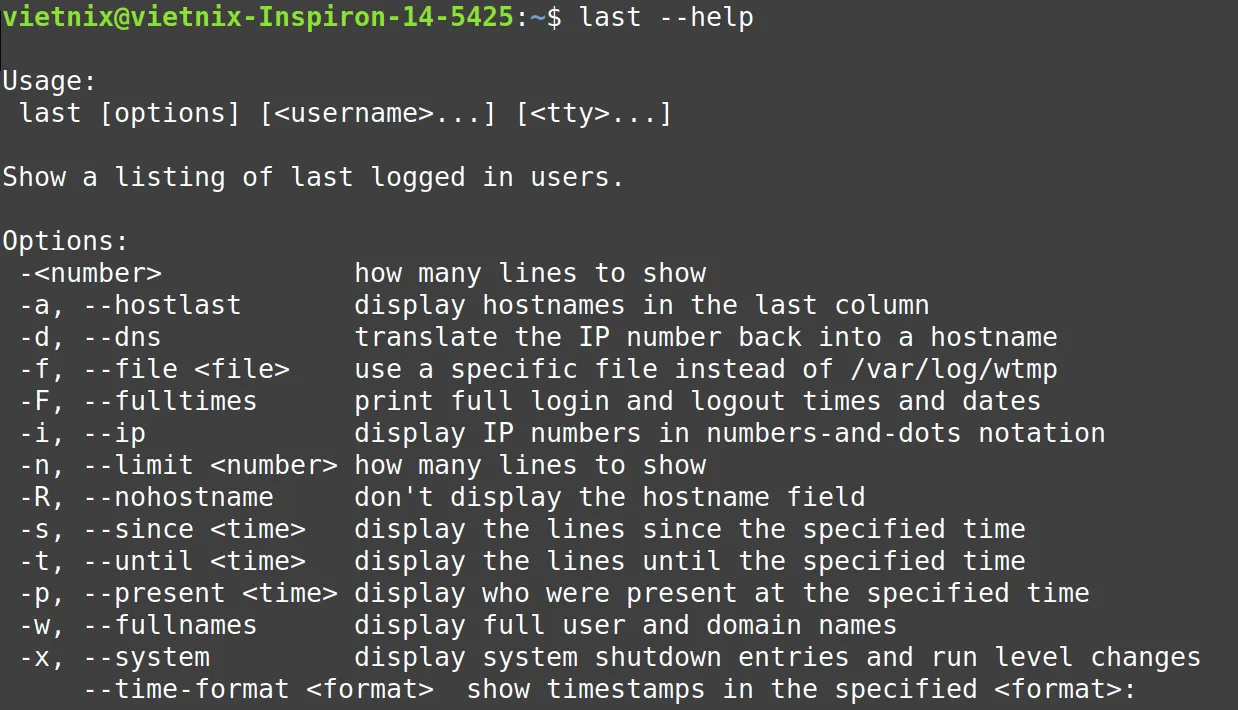 Tìm hiểu chi tiết về lệnh last Linux cho người mới 24 Lệnh last --help
