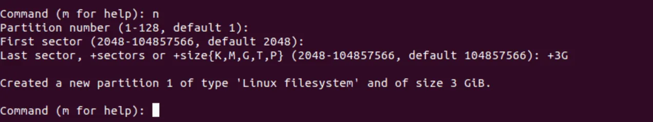 Cách phân vùng ổ cứng Ubuntu Linux bằng FDISK 16 Tạo phân vùng mới - Nguồn: Internet