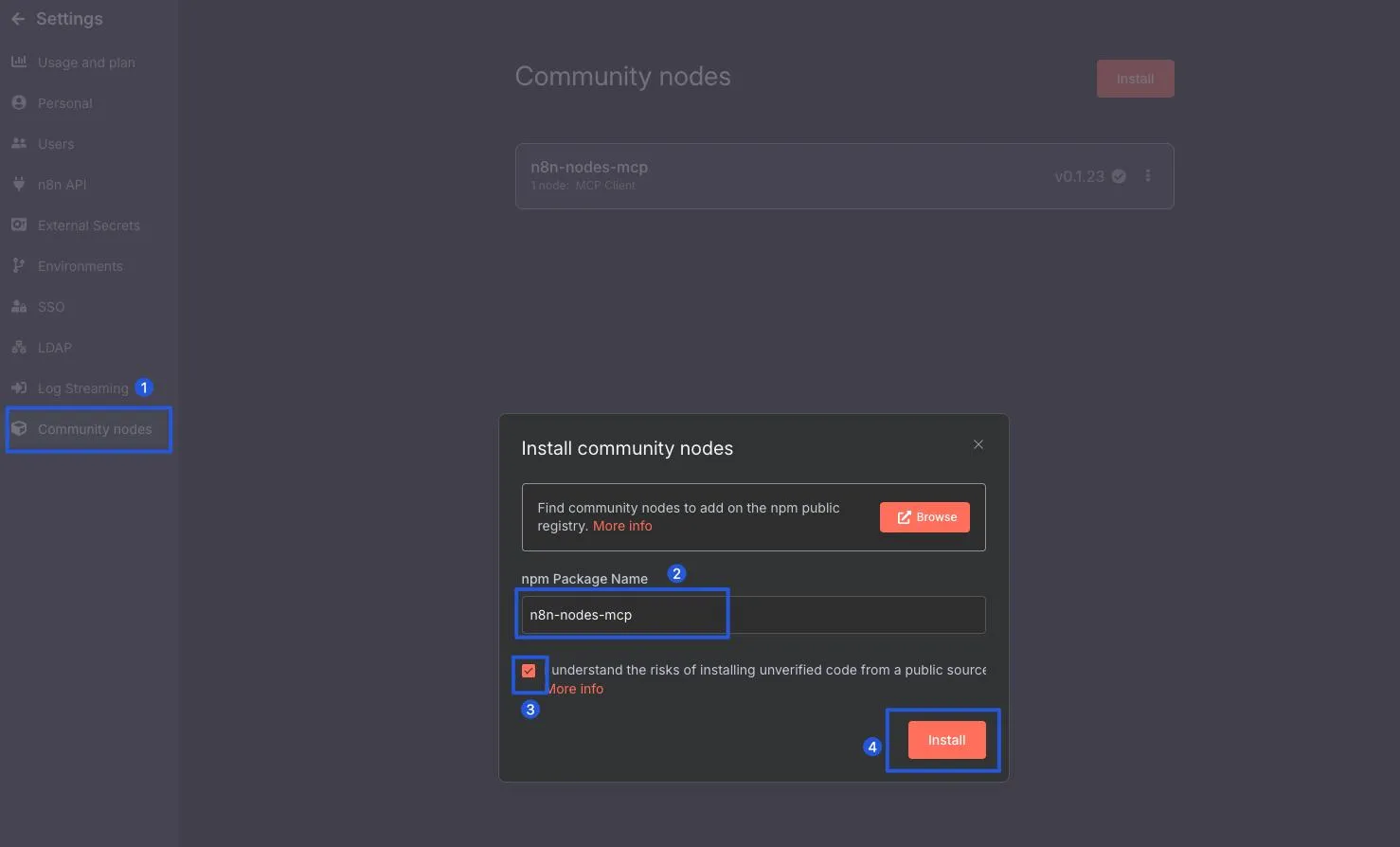 Hướng dẫn bắt đầu sử dụng n8n với MCP cho người mới 13 Cài đặt MCP Community Node