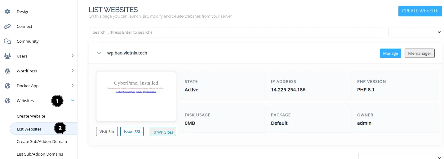 Hướng dẫn chuyển dữ liệu giữa 2 máy chủ CyberPanel nhanh chóng 23 Hướng dẫn chuyển dữ liệu giữa 2 máy chủ CyberPanel