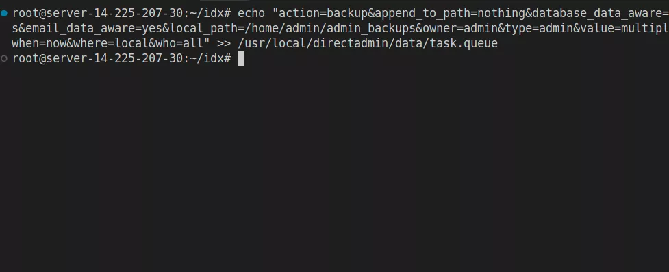 Hướng dẫn backup DirectAdmin với Command Line 22 Chạy lệnh backup toàn bộ user có trên hệ thống DirectAdmin