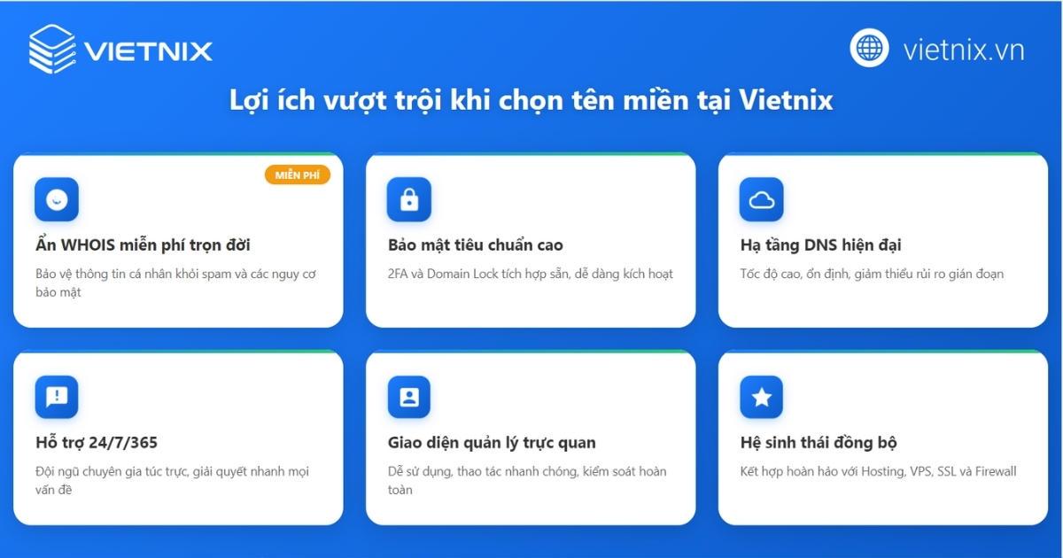 Bảo mật tên miền là gì? Cách bảo mật tên miền chi tiết từ A-Z 22 Những lợi ích khi chọn tên miền tại Vietnix