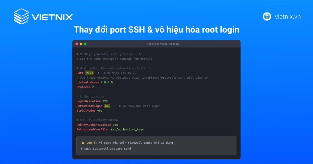 Tổng hợp 16 cách bảo mật VPS Linux và VPS Windows hiệu quả nhất 25 Thay đổi port SSH và vô hiệu hóa root login