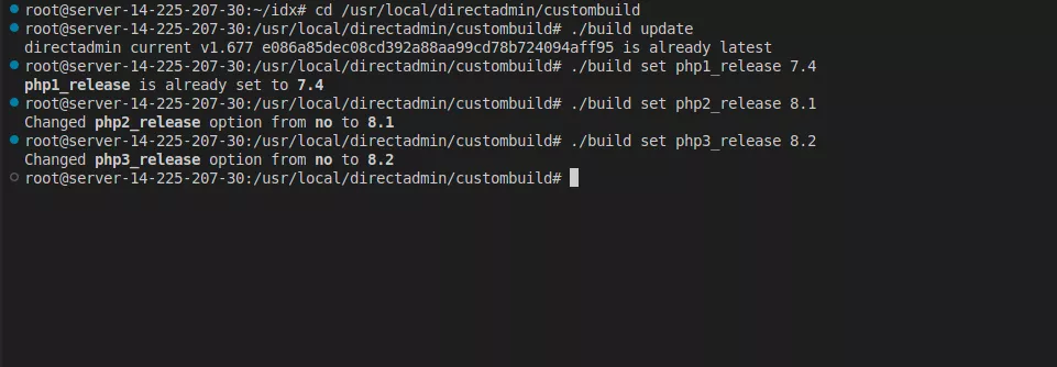 Hướng dẫn cài đặt nhiều phiên bản PHP DirectAdmin 23 Cấu hình PHP releases các phiên bản PHP cần cài đặt