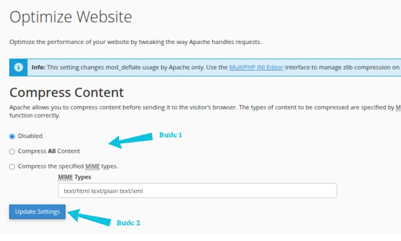 Hướng dẫn cách sử dụng Optimize Website trên cPanel 13 Cấu hình Optimize Website