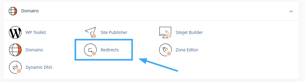 3 cách redirect domain cũ sang domain mới không ảnh hưởng đến thứ hạng SEO 26 Chọn Redirects để thực hiện chuyển hướng tên miền cũ sang tên miền mới