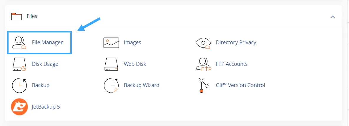3 cách redirect domain cũ sang domain mới không ảnh hưởng đến thứ hạng SEO 31 Chọn File Manager